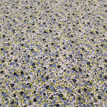 Liberty με Μπλε - Ραφ Λουλούδια σε Εκρού Βάση