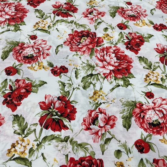 Cotton with red flowers