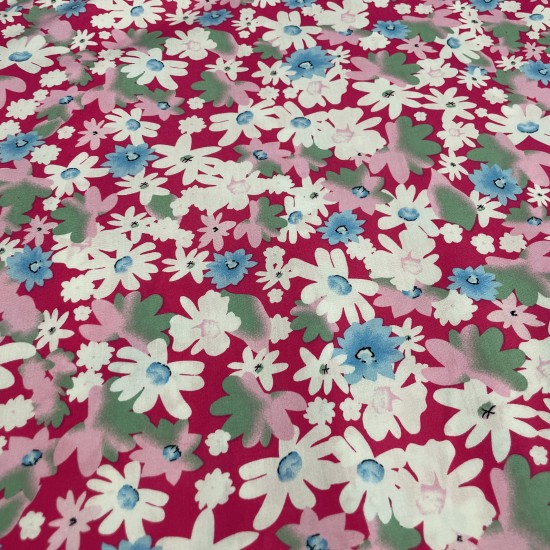Fuchsia Viscose with Flowers 