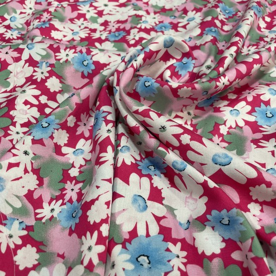 Fuchsia Viscose with Flowers 