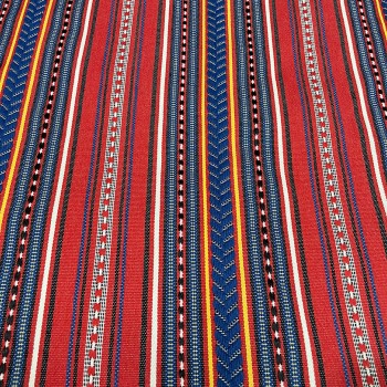 Red ripped hand-woven textile