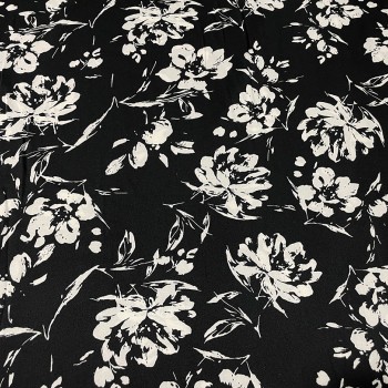 Black satin with white flowers