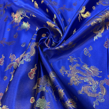 Μπλε Ρουά Σατέν Μποκάρ Με Δράκους